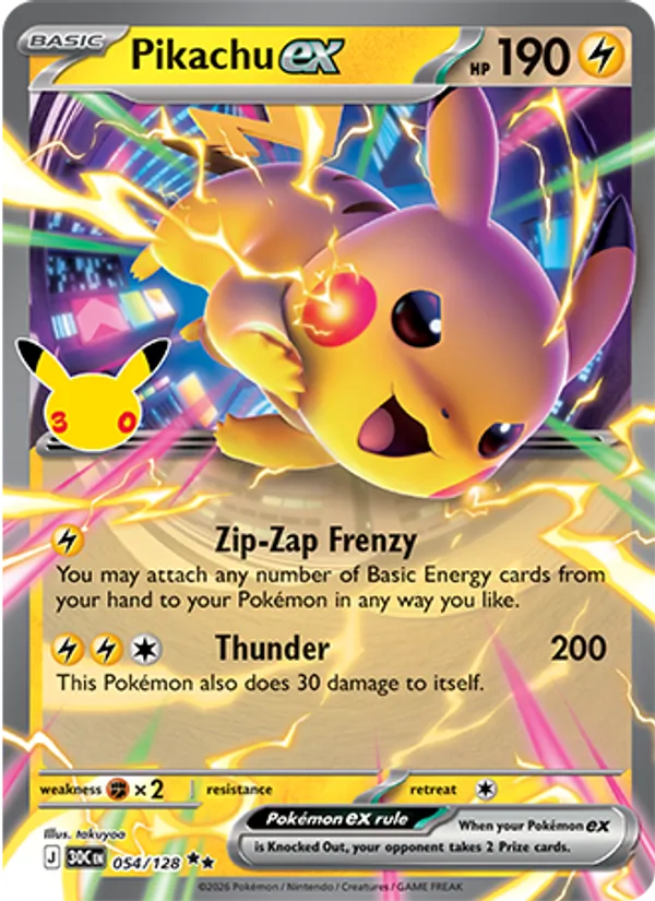 Pikachu ex, 30th Celebration 054