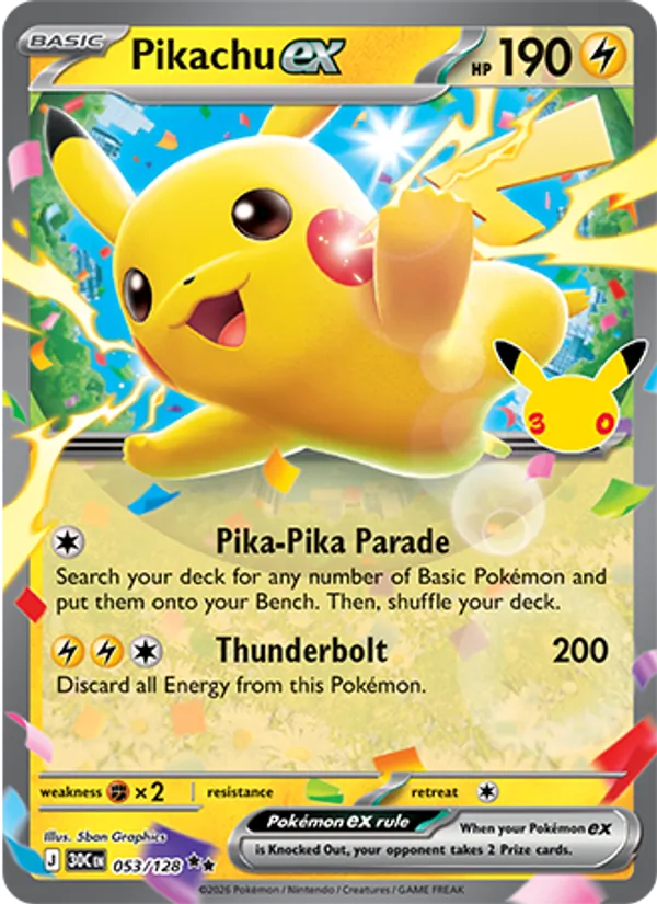 Pikachu ex, 30th Celebration 053